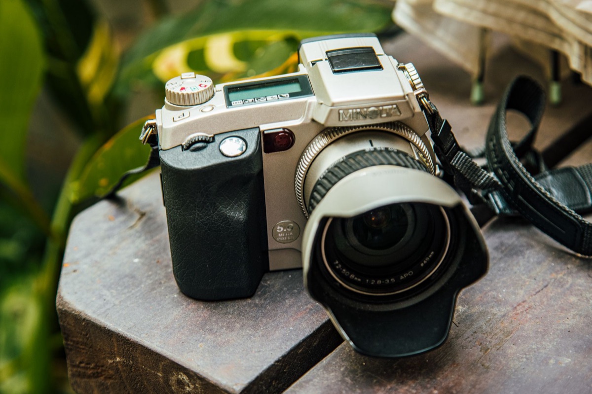 Minolta camera prototype in workshop setting