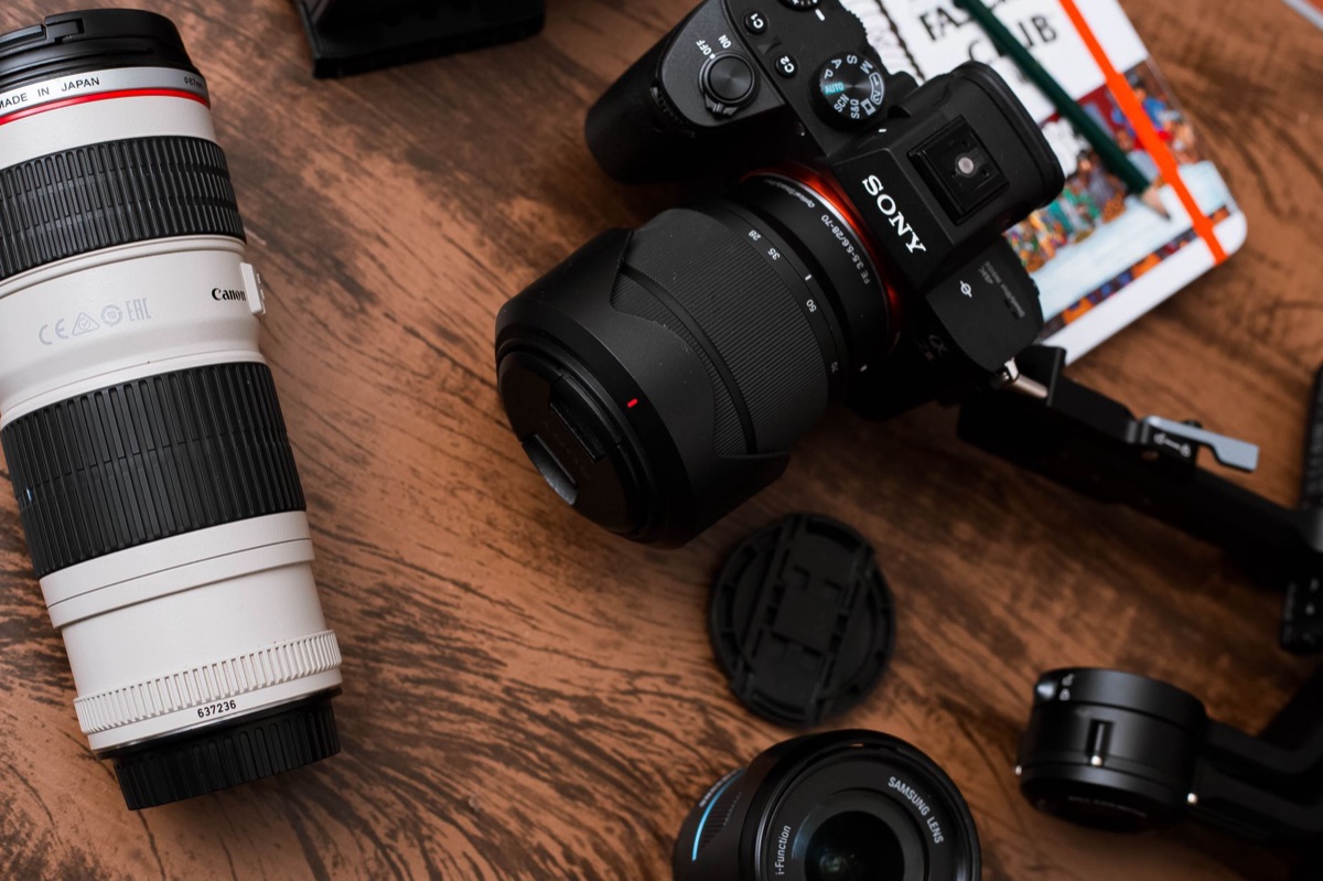 Professional mirrorless camera with a high-quality lens