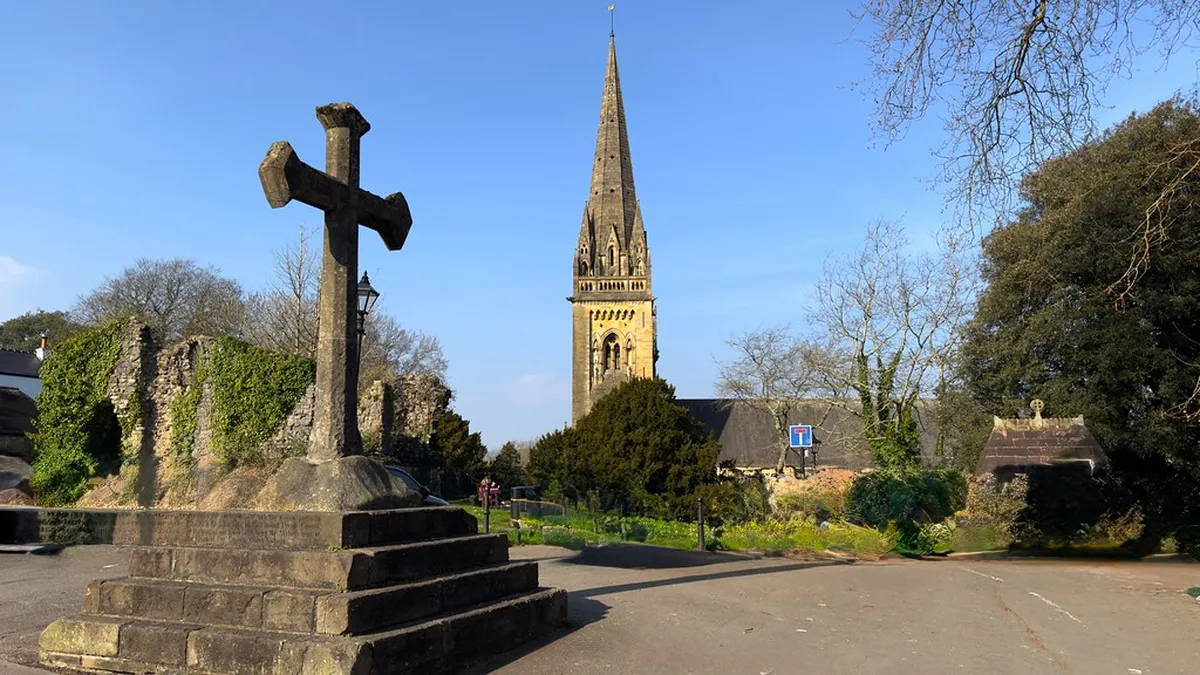 The Gateway to Llandaff, 2026, appleiphone16promax, architecture, belltower, building, buildingsarchitecture, camera, cathedral, church, cross, day, daylight, d