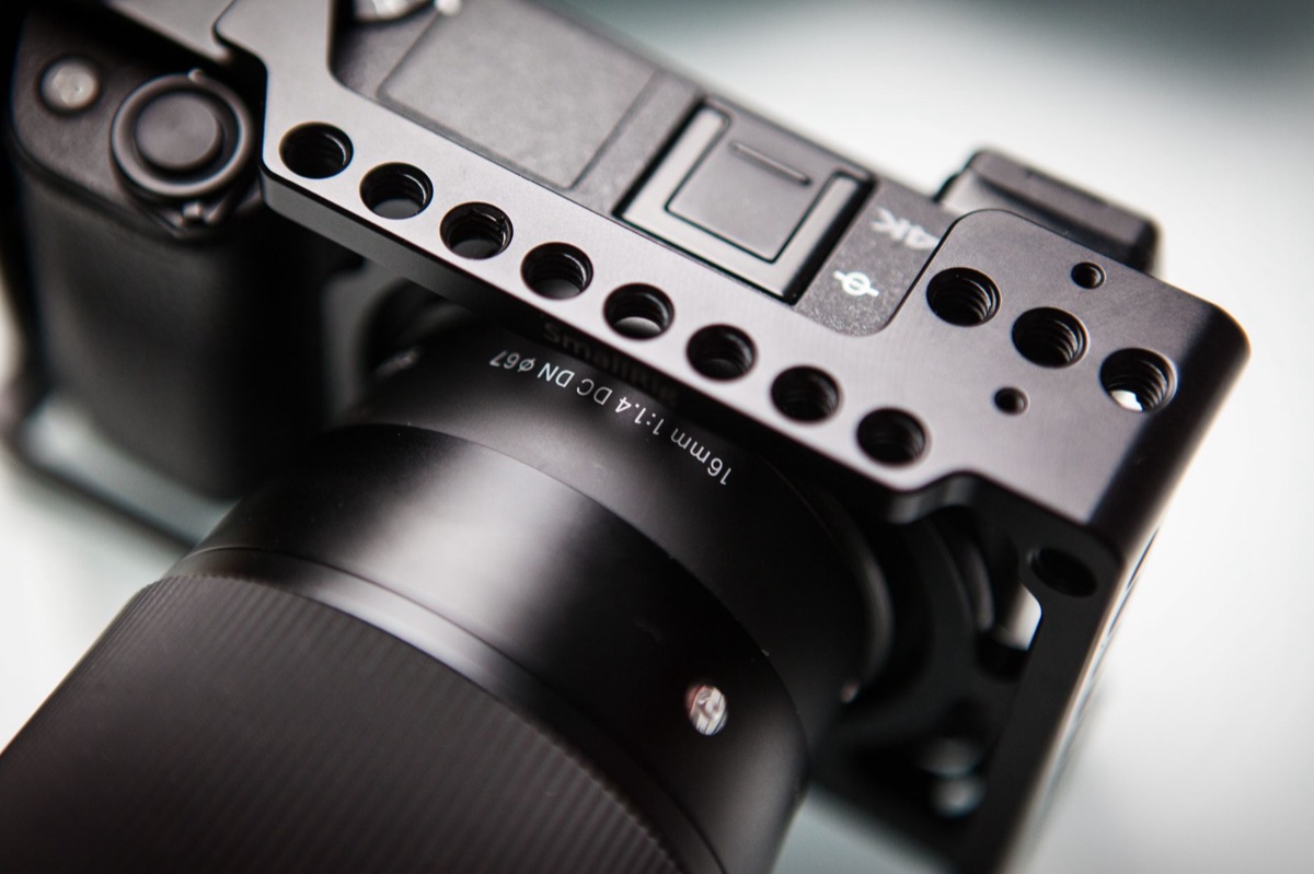 camera design with focus system and technical details visible