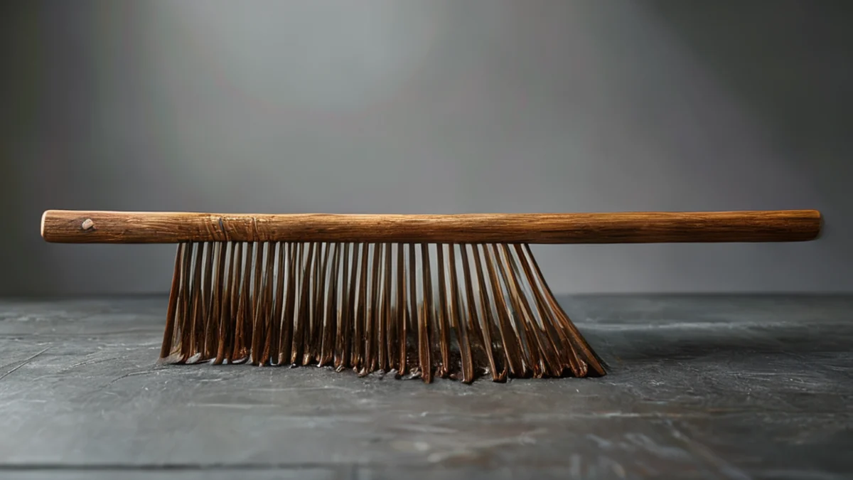 Outil pour nettoyer et entretenir les tonneaux, équipé d'une poignée et de plusieurs aiguilles.