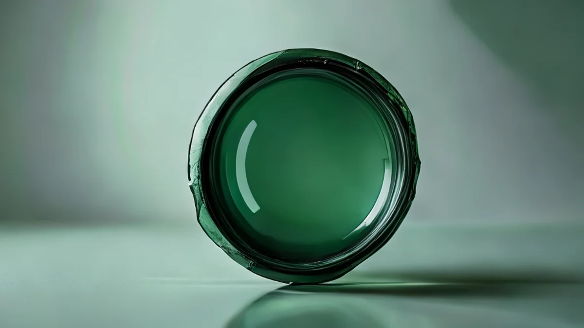 Een lens met een zichtbare kras op de oppervlakte.